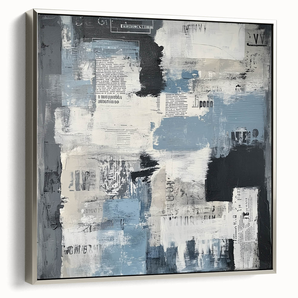 Geometric Abstract Wall Decor – Blue, Black & Urban Texture Collage