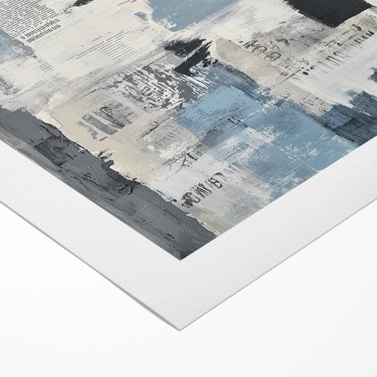 Geometric Abstract Wall Decor – Blue, Black & Urban Texture Collage