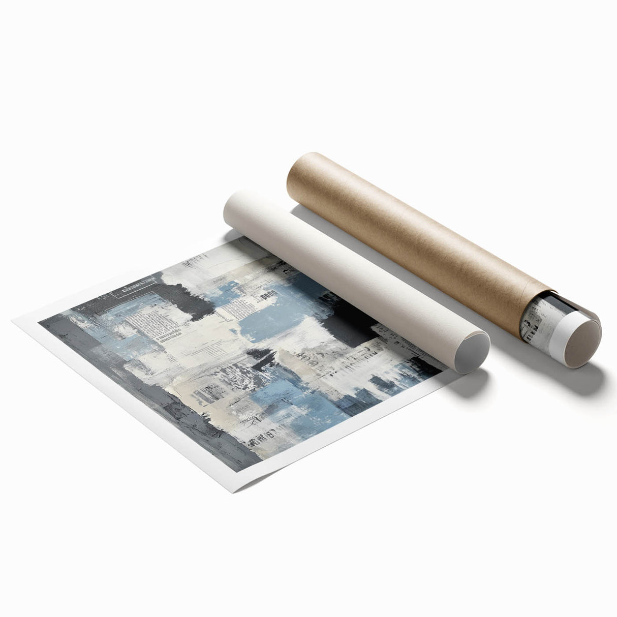Geometric Abstract Wall Decor – Blue, Black & Urban Texture Collage