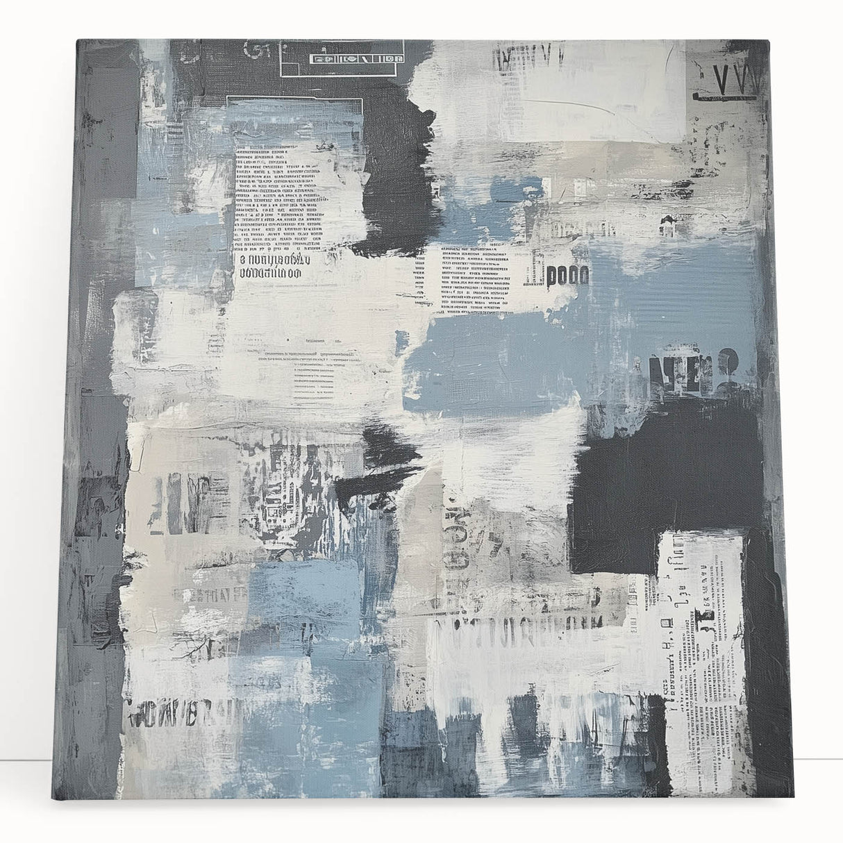 Geometric Abstract Wall Decor – Blue, Black & Urban Texture Collage