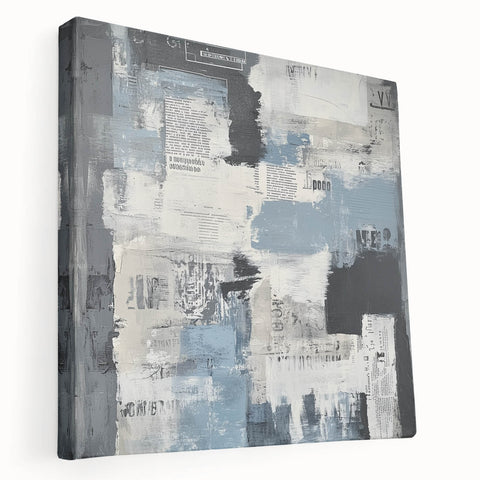 Geometric Abstract Wall Decor – Blue, Black & Urban Texture Collage