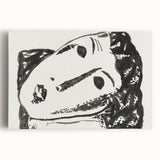 Abstract Expressionist Face Illustration – Monochrome Wall Art