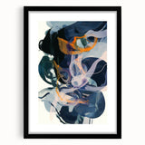 Canvas Art for Dining Area – Abstract Navy & Orange Wall Print