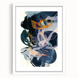 Canvas Art for Dining Area – Abstract Navy & Orange Wall Print