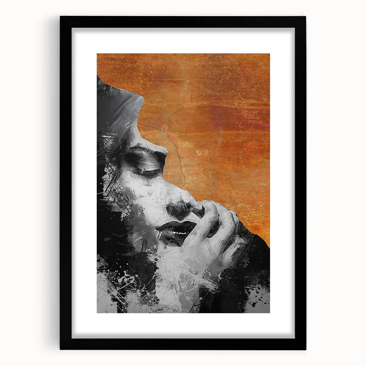 Modern Living Room Wall Art – Abstract Black and White Canvas
