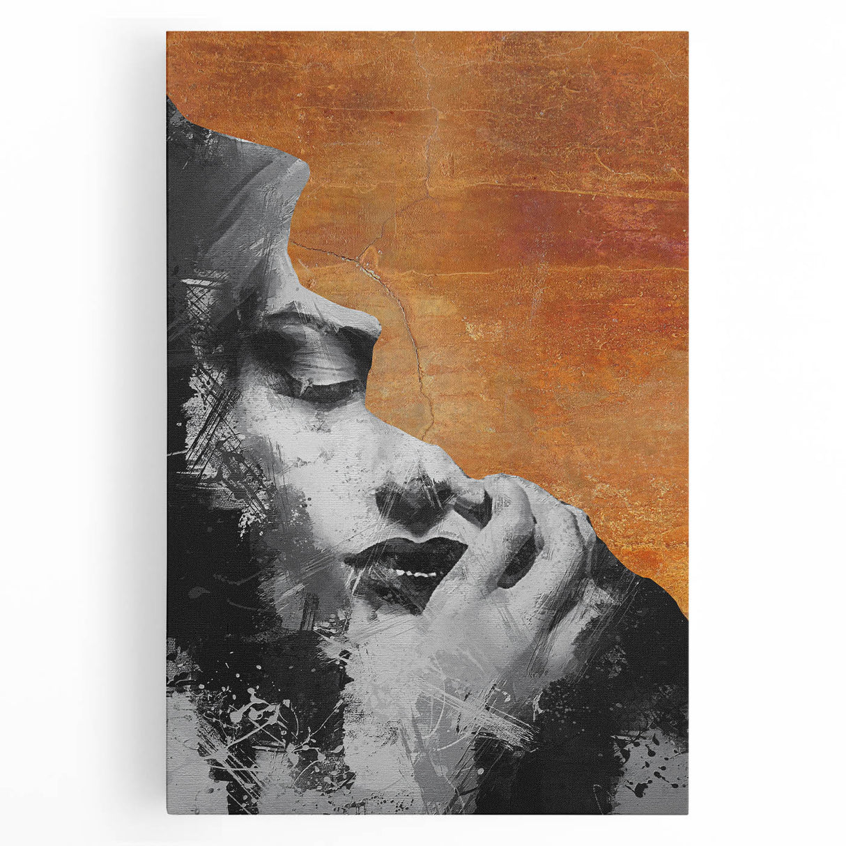 Modern Living Room Wall Art – Abstract Black and White Canvas
