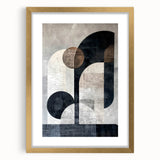 Abstract minimalist wall art framed in gold, showcasing a sleek design with a mat, perfect for modern home decor. Ideal for enhancing contemporary interiors.