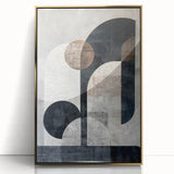 Framed abstract minimalist wall art featuring a gold-acrylic design, showcasing elegant lines and shapes, perfect for modern home decor or office interiors.