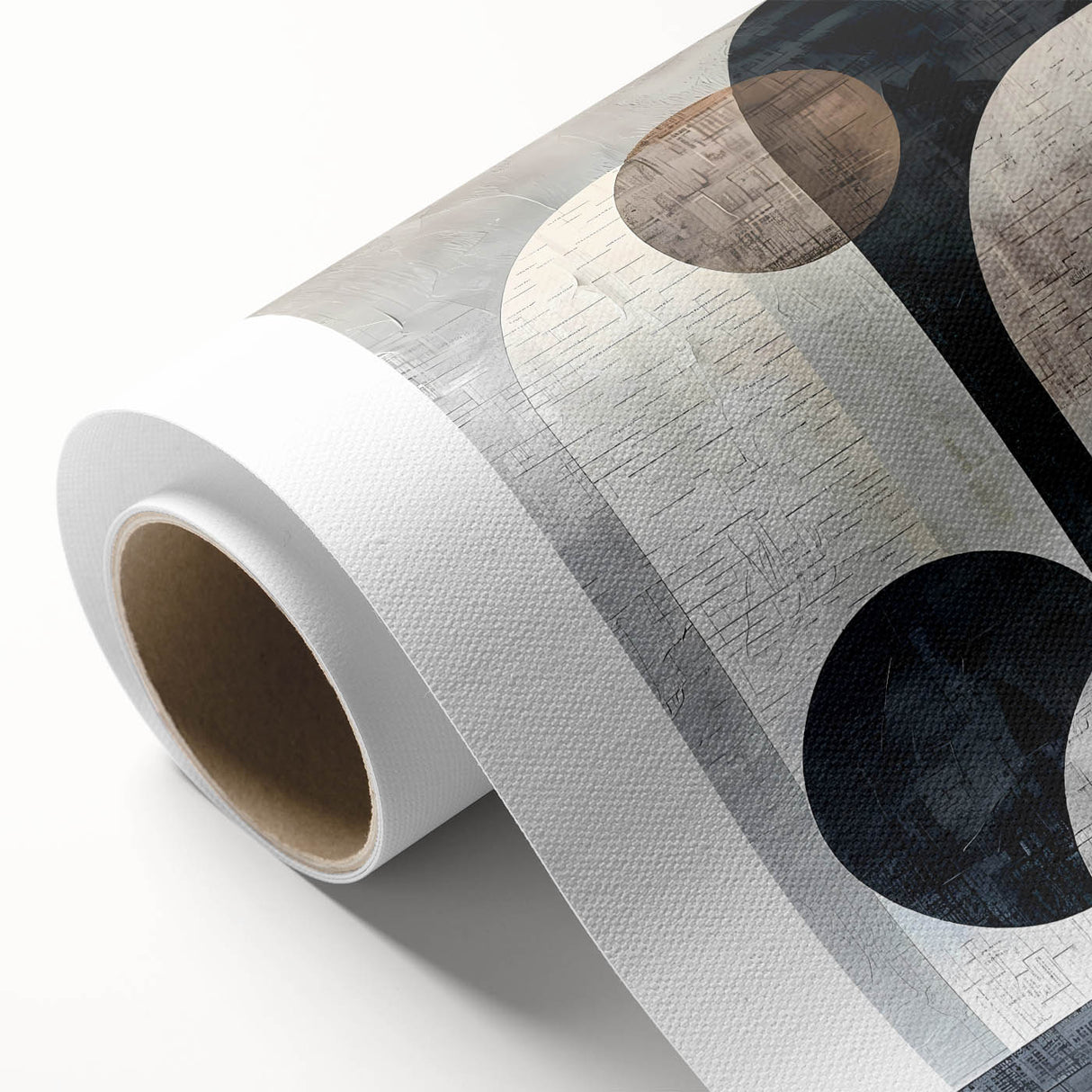 Abstract minimalist wall art on rolled canvas, showcasing soft pastel colors, geometric patterns, and a modern aesthetic, ideal for contemporary home decor.