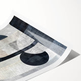 Abstract minimalist wall art print showcasing soft pastel colors and geometric shapes, rolled and ready for display, perfect for modern home decor.