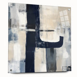 Large Abstract Wall Art – Bold Navy & Neutral Textured Brushwork