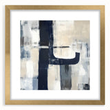 Large Abstract Wall Art – Bold Navy & Neutral Textured Brushwork