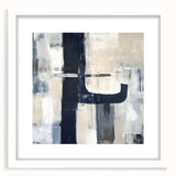 Large Abstract Wall Art – Bold Navy & Neutral Textured Brushwork