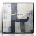 Large Abstract Wall Art – Bold Navy & Neutral Textured Brushwork