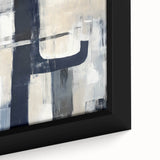 Large Abstract Wall Art – Bold Navy & Neutral Textured Brushwork