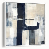 Large Abstract Wall Art – Bold Navy & Neutral Textured Brushwork