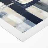 Large Abstract Wall Art – Bold Navy & Neutral Textured Brushwork