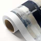 Large Abstract Wall Art – Bold Navy & Neutral Textured Brushwork