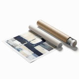 Large Abstract Wall Art – Bold Navy & Neutral Textured Brushwork