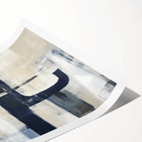 Large Abstract Wall Art – Bold Navy & Neutral Textured Brushwork