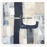 Large Abstract Wall Art – Bold Navy & Neutral Textured Brushwork