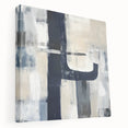 Large Abstract Wall Art – Bold Navy & Neutral Textured Brushwork