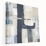 Large Abstract Wall Art – Bold Navy & Neutral Textured Brushwork