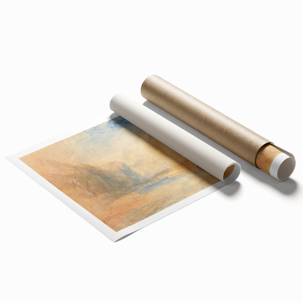 Romantic Art Prints: Serene Mountain Landscape with Lake