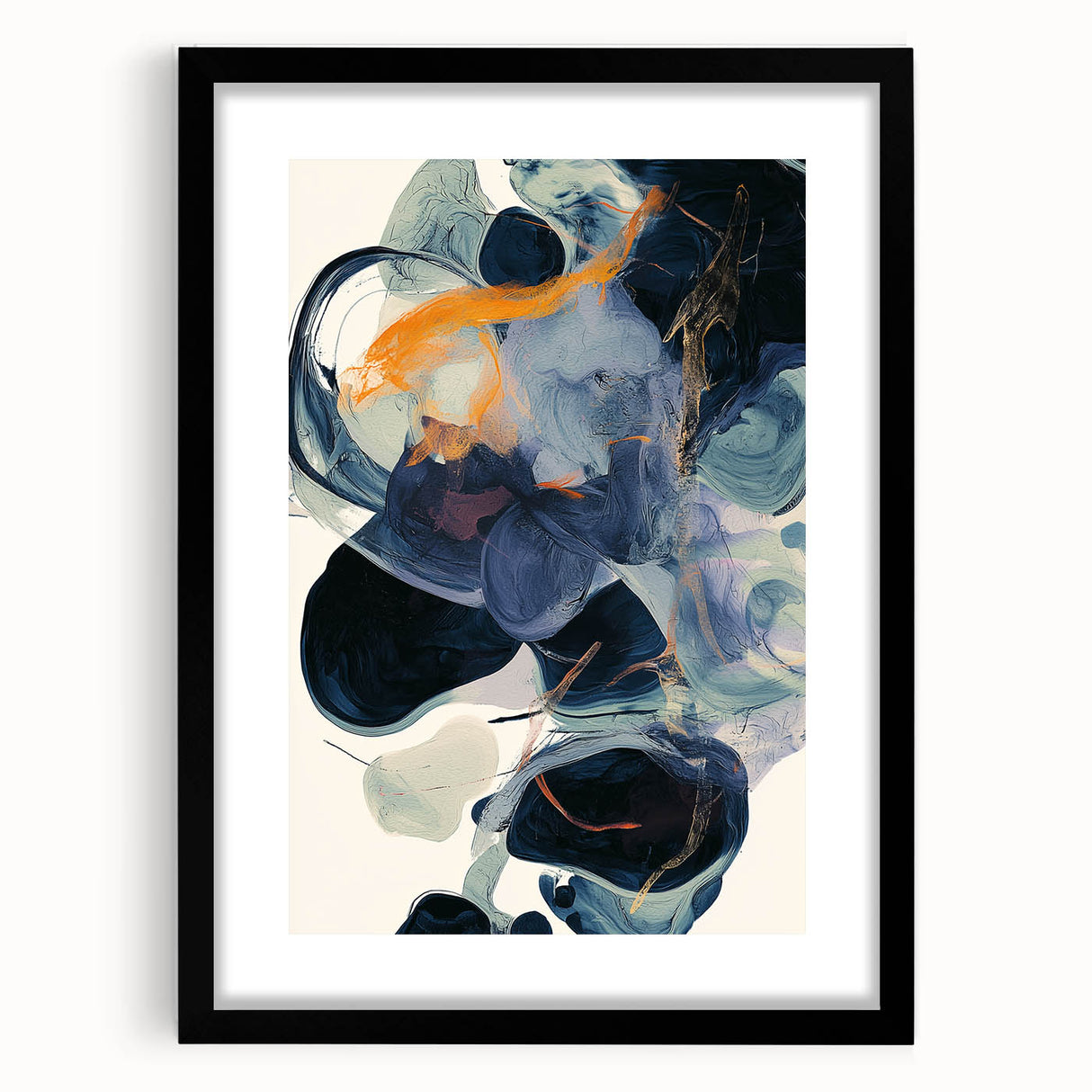 Contemporary Dining Art Pieces – Abstract Navy & Orange Print