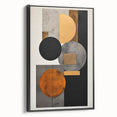 Framed minimalist wall art canvas in abstract design, showcasing a sleek black finish and elegant side view, perfect for contemporary home decor.