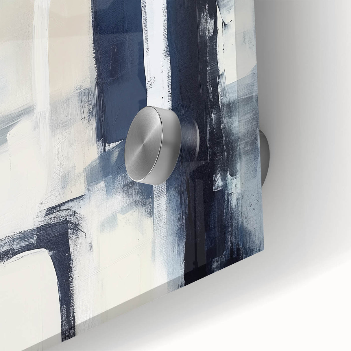 Colorful Abstract Wall Art – Navy, Beige & White Layered Strokes