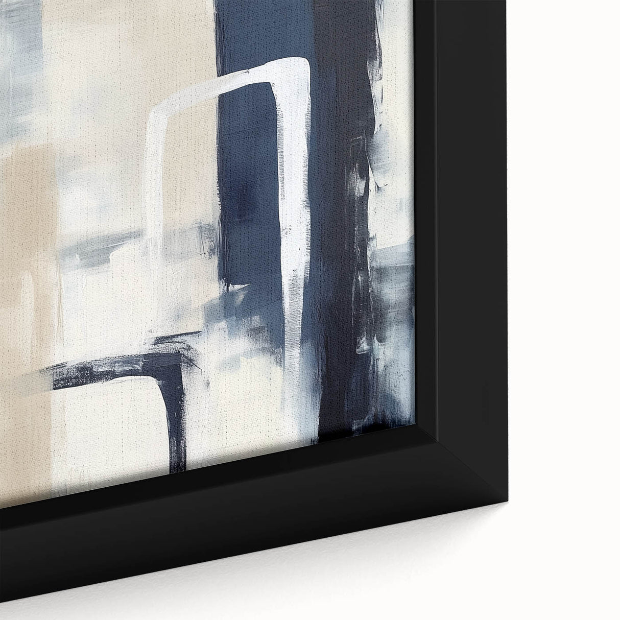 Colorful Abstract Wall Art – Navy, Beige & White Layered Strokes
