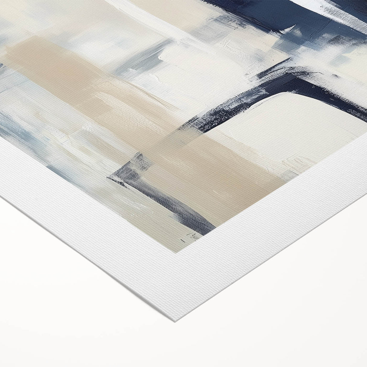 Colorful Abstract Wall Art – Navy, Beige & White Layered Strokes