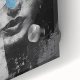 Modern Abstract Wall Art – Black and White Portrait with Blue