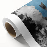 Modern Abstract Wall Art – Black and White Portrait with Blue