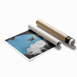 Modern Abstract Wall Art – Black and White Portrait with Blue