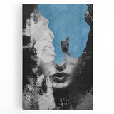 Modern Abstract Wall Art – Black and White Portrait with Blue