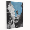 Modern Abstract Wall Art – Black and White Portrait with Blue