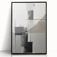 Framed abstract minimalist wall art featuring a black acrylic design, showcased from the front view, ideal for modern home decor and artistic interiors.