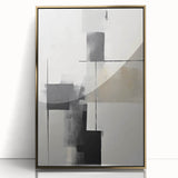 Framed acrylic wall art featuring an abstract minimalist design with gold accents, showcasing a modern aesthetic perfect for contemporary home decor. Ideal for enhancing interior spaces with a touch of elegance and artistic flair.