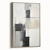Framed minimalist abstract wall art featuring gold accents, set against a neutral background, showcasing a modern aesthetic perfect for contemporary decor.