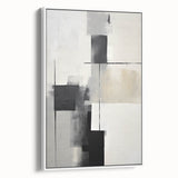 Framed minimalist wall art featuring an abstract design in soft tones, displayed from the side. Perfect for modern decor and enhancing interior aesthetics.