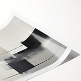 Abstract minimalist wall art print showcasing soft pastel colors and geometric shapes, elegantly rolled and ready for display, enhancing modern home decor.