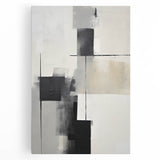 Abstract minimalist wall art stretched on canvas, showcasing soft pastel colors and geometric shapes, perfect for modern home decor or office space enhancement.