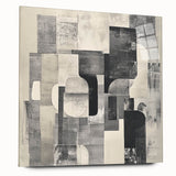 Abstract Art Prints – Black & White Textured Block Composition