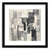 Abstract Art Prints – Black & White Textured Block Composition