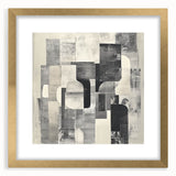 Abstract Art Prints – Black & White Textured Block Composition