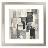 Abstract Art Prints – Black & White Textured Block Composition