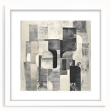 Abstract Art Prints – Black & White Textured Block Composition