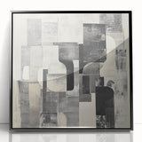 Abstract Art Prints – Black & White Textured Block Composition